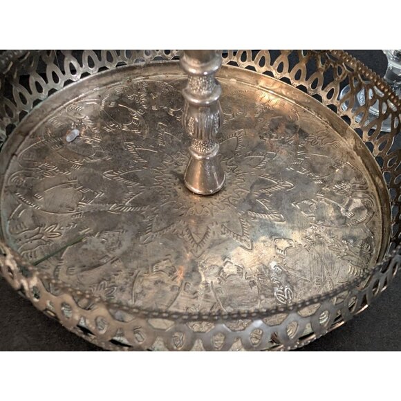 Vintage Silver-Plated Tray With Handle & 5 SherryGlasses Set - Picture 3 of 6